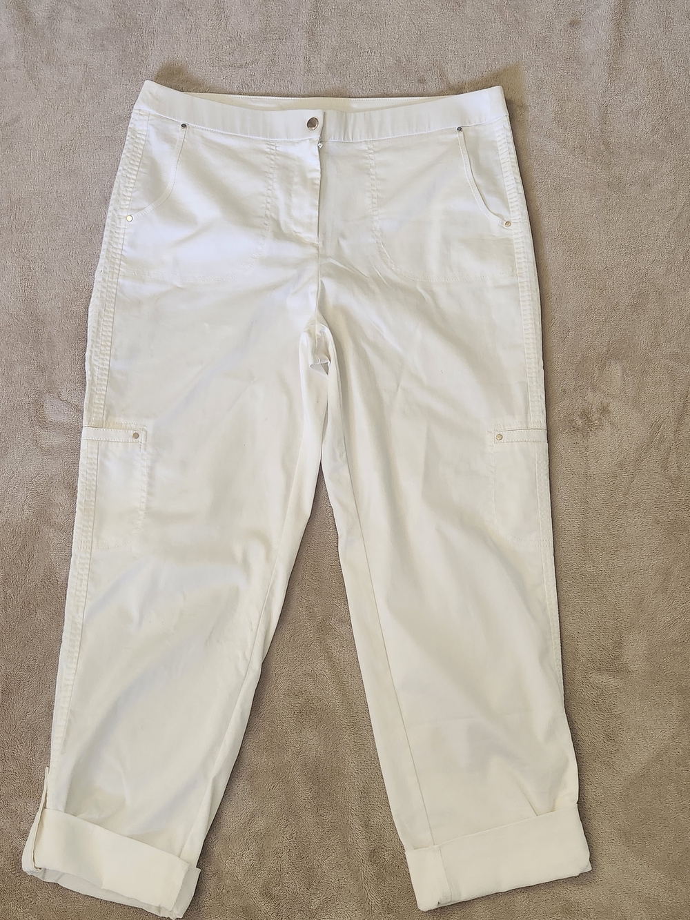 Chico's White Cropped Cargo-Style Pants